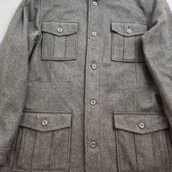 Old Navy Men XL Charcoal Gray Wool Blend Utility Military Field Coat Jacket - Picture 3 of 15